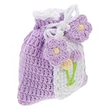 Supvox Gehäkelter Münzbeutel Klein aus Wollgarn mit Kordelzug Damen Häkelgeldbörse Weich und Langlebig Handgefertigtes Kleiner Portemonnaie für Alltag und Aufbewahrung