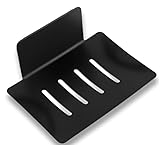 Matt Schwarz Seifenhalter ohne Bohren Edelstahl selbstklebend, WC Seifenablage Wand Montage ohne Duschablage Bohren für Badezimmer, Selbstklebend Seifenablage für Dusche, Badezimmer(Schwarz