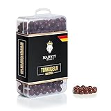 MAJESTY FOREST® Steinschleuder Munition in Aufbewahrungsbox - 500/1200 Stück - Biologisch abbaubare Tonkugeln in 9 mm als Schleudermunition für die Zwille (500 Stück, Rot)