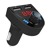 Aimtel Bluetooth FM Transmitter Car, Music Adapter for Car Radio, Car Bluetooth Cigarette Lighter Hands-Free Kit, 2 USB Ports, Supports SD Card USB Sticks