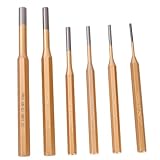 Veemoon 6 Stück Teiliges Zylindrisches Pin Punch Set aus Legiertem Stahl Präzise Schlagausführung Gleichmäßige Kraftverteilung für Maschinenwartung Metallbearbeitung und DIY anwendungen