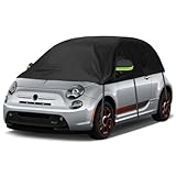 Autoabdeckung Wasserdicht Schrägheck Universalmodell, Halbgarage Ersatz für Fiat 500, Opel Corsa D, Mini Cooper, Autoplane Halbabdeckung für Allwetter, UV-Beständige Vollgarage Regen（338*150*49cm）