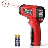 Infrarot-Thermometer, SQECH Temperaturmessgerät -50℃~ 600℃(-58℉~1112℉), mit Einstellbarem Emissionsgrad und Farbiger Hintergrundbeleuchtung, für Kochen, Pizzaofen, Kühlschrank, Industrie (Rot)