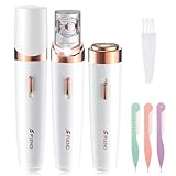 Epilierer für Frauen, 2 in 1 Gesichtshaarentferner für Frauen, 2 Ersatzköpfe Kabelloser Elektrischer Gesichtsrasierer Damen mit LED-Licht, Haarentfernungsgerät für Gesicht, Achselhöhle, Bein