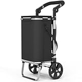 FUNLAX Einkaufstrolley, Einkaufswagen mit Kühlfunktion, Einkaufstrolley klappbar, 4in1 Trolley, Sackkarre & Umhängetasche, 50 kg Ladekapazität, für Einkauf und Outdoor-Aktivitäten (Schwarz)
