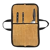 Tasche für Kochmesser – Reise-Küchengeschirr-Tasche mit Fächern, gewachster Canvas-Rollen-Organizer, professioneller Werkzeugkoffer, tragbare Chef-Aufbewahrungstasche mit Griff für kulinarische Schule