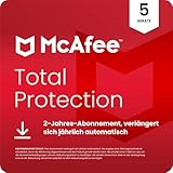 McAfee Total Protection 2025 (5 Gerät) | Virenschutz, VPN, Betrugsschutz, Sicherheitssoftware, Identitätsüberwachung | 2-Jahres-Abonnement mit automatischer Verlängerung | Download