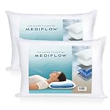 Mediflow Daunen Alternative Wasserkissen - Verstellbar zur Linderung von Nackenschmerzen, Seiten-, Rücken- und Bauchschläfer, Der ursprüngliche Erfinder des Wasserkissens (50 x 70 cm 2er-Set)
