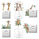 AHANDMAKER 6 x Lichtschalterplatten Aufkleber. Lustige Humorvolle Giraffe Kreative Schalteraufkleber Für Lichtschalter Wandsteckdosen Buchse Leiste Schlafzimmer Laptop Computer 7 x 7 Zoll