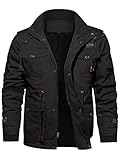 TACVASEN Herren Winterjacke Warme Arbeitsjackensjacke Bomberjacke Fliegerjacke Mantel (M, Schwarz)