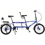 SAYEYBU Faltbares Tandem, City-Fahrrad, Cruiser-Fahrrad Mit 7 GäNgen, Faltrad Mit 3 Sitzen, Scheibenbremse, Tragbares City-Fahrrad FüR Erwachsene,Blau