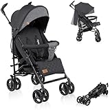LIONELO Irma Kinderwagen bis 15 kg, Kinderwagen, leichter moderner Kinderwagen mit Liegefunktion, faltbar, große 6-Zoll-Räder, großer Korb, Tasche, Moskitonetz Schwarz