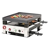 Solis 5in1 Tischgrill mit 1020 W, Elektrischer Grill für 4 Personen, Indoor Grill mit Raclette- und Mini-Wok-Pfännchen, Elektrogrill für Balkon, Garten und Küche, Edelstahl