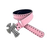 MHADBKH Stilvoller Strass-Nietengürtel für Mädchen und Frauen, Western-Taillengürtel aus PU-Leder für den Alltag oder besondere Anlässe, Cowgirl-Taillengürtel, a, One size