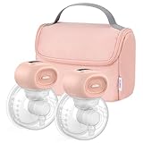 Nuliie Milchpumpe Elektrisch tragbare, Elektrische Milchpumpe freihändig mit 4 Saugmodi und 12 Stufen, inklusive 14/17/20/24/27 mm Flansch für jede Mutter (2packs, Pink)