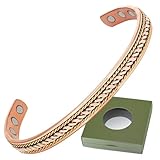Wollet Kupferarmband für Damen, Kupfer-Manschetten-Armreif, 16 cm, magnetisches Armband mit Geschenkbox (CPB-2057-FBM)