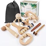 ACWOO Faszienrolle Holz, 8 Stück Exquisites Massage Set, Faszienstab holz, Massageroller Holz,Rückenmassageroller für Muskelentspannung, Körperformung, Gua Sha Massage,Anti Cellulite