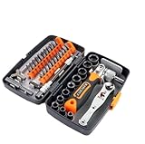 GTOULHH Werkzeugkoffer 38-teiliges Reparatur-Werkzeug-Set, Universal-Ratsche, Mehrzweck-Steckschlüssel-Bits, Set Mit Box Reparatur zu Hause