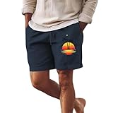 Herren Schnelltrocknende Cargo-Outdoor-Shorts – Laufshorts mit Taschen, modische lässige Surf-Shorts, Kordelzug, Sommer, Strand, Board-Shorts, elastische Taille, Kordelzug, halbe Hose, für Meer, navy