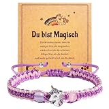 Urtioty Einhorn Kinderarmband mit Verstellbarem Geflochtenem Seil, süßes Armbänder mit einer sinnvollen Grußkarte für kinder mädchen, Freundschaftsarmbänder und Einhorn armband geschenke für mädchen