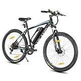 Hiland 26 Zoll Schwarz Elektrofahrrad mit 250W Motor, 36V 7.8Ah Akku Elektro-Mountainbike für Männer Frauen, 7 Gang E-Bike mit Scheibenbremsen für Erwachsene
