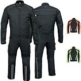 BULLDT Herren Motorradkombi Textil motorradanzug mit Protektoren 2-teiler motorradjacke & motorradhose motorradbekleidung motorrad kleidung Schwarz - 58