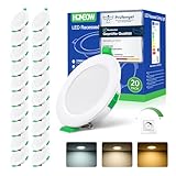 HOMEOW 20er Set LED Einbaustrahler 230V Dimmbar, Led Spots 5W 400LM Warmweiß Neutralweiß Kaltweiß, IP44 Einbaustrahler LED 68mm -78mm Lochmaß, 24mm Ultra Flach Deckenspots für Badezimmer Küche