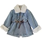 3 In 1 Jacke Mädchen - Mädchen Jeansjacke mit Fleecefutter Warmer Langer Mantel Winteroberbekleidung weich bequem modisches Oberteil für Kinder Kleinkinder Oberbekleidung für Mädchen