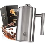 Barista Legends French Press Edelstahl Kaffeebereiter 1 Liter - Doppelwandige Thermo Kaffeepresse für dauerhaft frischen Filterkaffee - Auch als Kaffeezubereiter für Kaffee beim Camping geeignet!