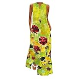 Lange Sommerkleider Damen Jumpsuits Für Große Größen Strandkleid Lang Boho Kleid Blumen Kleider Overall Sommer Sommerkleid Maxikleider Elegant Maxikleid Hawaii Outfit Chiffonkleid Hippie Jumpsuit XL