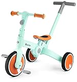 HyperMotion 5-in-1 Dreirad mit Schubstange & Laufrad - Wandelbares Fahrrad ab 2 Jahren, Kinderdreirad mit Schiebestange - Mintgrün (Lauflernhilfe, Zweirad)