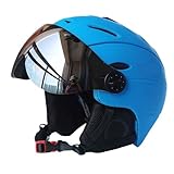Professioneller Halbbedeckter Skihelm, Integral Geformter Sport-Mann-Frauen-Schnee-Ski-Snowboard-Helme Mit Schutzbrillenabdeckung Vielseitig Einsetzbar(Blue,XL(61-64cm))