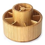 Duendhd Bambus Schreibtisch Aufbewahrung Box Drehbarer Stift Halter Schreibwaren Aufbewahrung Box 360 Grad Drehung für Schul BüRo