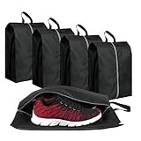 JAONLD Schuhtasche Reise 4 Stück Schuhbeutel Wasserdicht, Schuhtasche Sport zum Verpacken,Schuhbeutel Reise,Schuhtasche mit Reißverschluss für Trennung von Schuhen Kleidung Reisezubehör (Schwarz)