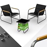 Blumtal Gartenmöbel Set 3er - Balkonmöbel Set für 2 Personen - 2 x Sessel + 1 x Tisch - Stahl Garten Möbel - Balkon Lounge Gartenmöbel - Gartenlounge - wetterbeständige Terrassenmöbel Anthrazit