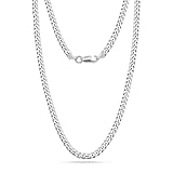 LeCalla Panzerkette aus massivem 925er Sterlingsilber für Damen und Herren | Italienische 4,5 mm diamantgeschliffene kubanische Gliederkette, 66 cm