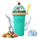 BUCOMTU Slush Becher,Slushy MakerBecher,Silikon SqueezeBecher mit 2 in 1 Strohhalm und Löffel, Wiederverwendbarer Eisbecher,Tragbarer,DIY Becher für Einsatz zu Hause im Freien