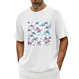 Caxndycing Tshirt Herren T Shirt Basic T-Shirt Rundhals Shirt mit Hawaii Drucken Freizeit Tshirt Männer T-Shirts Leichte Muskelshirts Kurzarm Bequeme Oberteile Lässig Bunte Unterhemden