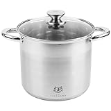 Kochtopf Induktion, 32 cm, 19l, Edelstahl, Topf mit GlasDeckel, für alle Herdarten geeignet, Griff nicht heiß, Topf als Suppentopf Nudeltopf Spaghettitopf