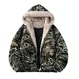 Gefomuofe Militär Jacke Herren Camouflage Gefüttert Parka mit Kapuze Übergangsjacke Outdoor Mantel mit Fellkapuze Steppjacke Baumwolle Wintermantel Trekkingjacke