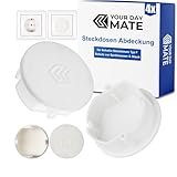 Steckdosen Abdeckung, 4 Stück, in Weiß, Steckdosenschutz vor Staub, Spritzwasser, für SchuKo Buchse Typ F, Deckel Kappe für Steckdosenleiste, Mehrfachsteckdose, Kabeltrommel, Küche, Werkstatt, Hotel