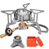 AUTOPkio Campingkocher 3500W, Winddicht Gas Campingkocher mit Piezozündung Faltbar Gaskocher Gasbrenner mit Adapter Gasherd für Outdoor Picknick Trekking Hiking Wandern