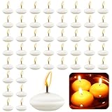 Yozexin 50 Stück Schwimmkerzen, schwimmkerzen weiss,Unparfümierte Schwimmkerzen, Tropffreies Teelicht Kerze Home Decor, für Abendessen Hochzeit Pool SPA Valentinstag Weihnachten Deko