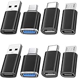 Xiatiaosann 8-teiliger USB-auf-USB-C-Adapter, USB-Typ-C-Buchse auf USB 3.0-Adapter, Micro-USB-auf-USB-C-Buchse-Stecker-Konverteranschluss, für Laptop, Auto, Smartphone, Kopfhörer, Mikrofon, PC