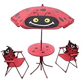 SAYEYBU Kinder-Terrassenset, Outdoor-Picknicktisch FüR Kinder, Mit 2 KlappstüHlen, 4-Teiliges GartenmöBelset, Tragbare Kinder-GartenmöBel, FüR Jungen Und MäDchen,02