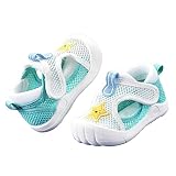 Kleinkind-Sandalen für Jungen und Mädchen, Baby, Neugeborene, Sommer-Sneaker, niedlich, atmungsaktiv, Netz, rutschfestes Design, Wandersandalen, Größe 7, weiß, 23 EU