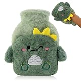 Lvjkes Wärmflasche, 500ML Wärmflasche kinder mit bezug, Süß plüSch wärmflaschen tier, Zur Reinigung Abnehmbar, Explosionsgeschützt und auslaufsicher, für Kinder und Erwachsene (Dinosaurier)