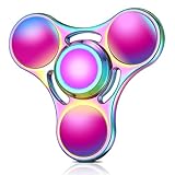 SCIONE Fidget Spinner Metall 3-5 Min Fidget Toys ADHD Anti Angst Finger Spinner für Erwachsene Kinder Edelstahl Leiser Spielzeug Regenbogen (Lagerdeckel können abgenommen montiert Werden)