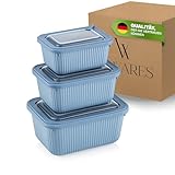Viwares Frischhaltedosen im 3er Set mit transparentem Ventildeckel, Aufbewahrungsbehälter, Küche, stapelbar, BPA-frei, Kunststoff, Mikrowellen/Kühlschrankgeeignet, 3 Größen (650ml/1050ml/1750ml)