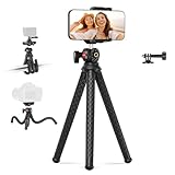 NEEWER Flexibles Handy Stativ, Kleiner Mini Tischständer für Kamera mit verstecktem Telefonhalter Action Kamera Halterung Adapter kompatibel mit iPhone GoPro DJI Insta360 Samsung für Vlog Video, TP34